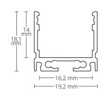 LED SURF16 konstrukciós profil, eloxált alumínium, 200 cm