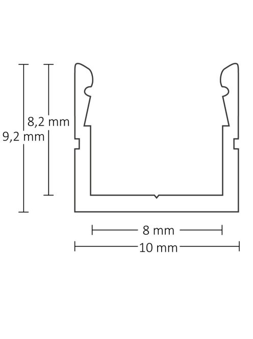 LED SURF8 konstrukciós profil, eloxált alumínium,  H:200 cm