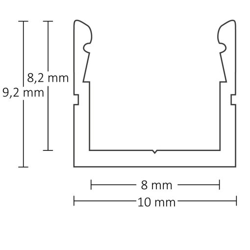LED SURF8 konstrukciós profil, eloxált alumínium,  H:200 cm