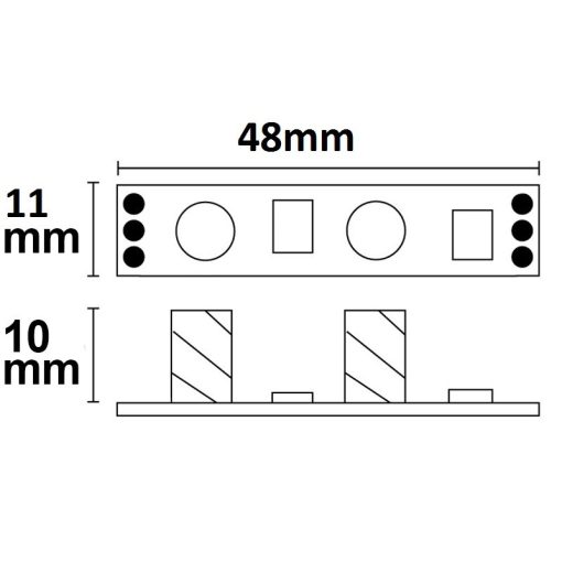 LED Mini fényeroszabályozó, dinamikus fehér, profilcover alá építés céljából, 12-24 V DC 2xA