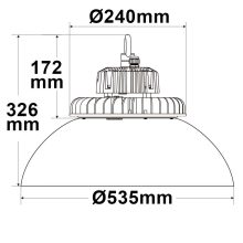 LED csarnoklámpa FL, 120 W, alumínium búrával, IP65, semleges fehér, 80°, 1-10 V dimmelheto