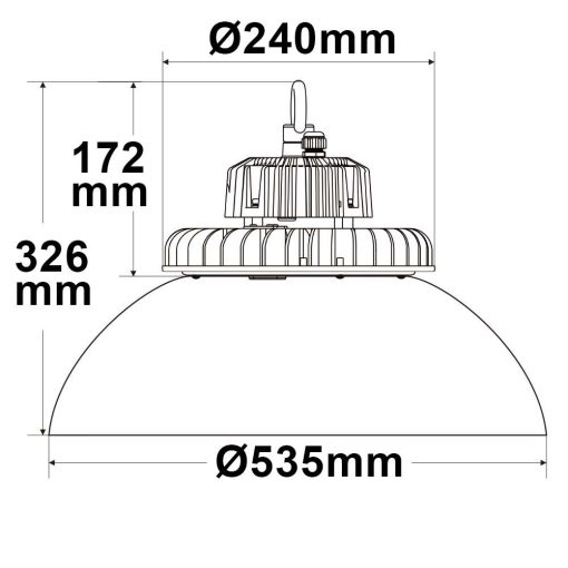 LED csarnoklámpa FL, 120 W, alumínium búrával, IP65, semleges fehér, 80°, 1-10 V dimmelheto