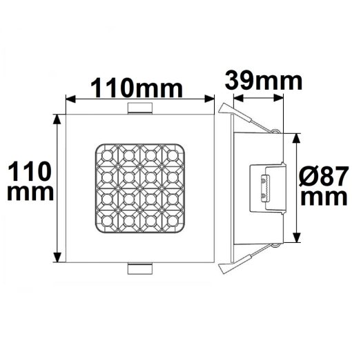 LED mélysugárzó Prism vakításcsökkentett 10W, IP54, meleg fehér, dimmelheto