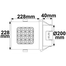 LED mélysugárzó Prism vakításcsökkentett 25W, IP54, meleg fehér, dimmelheto