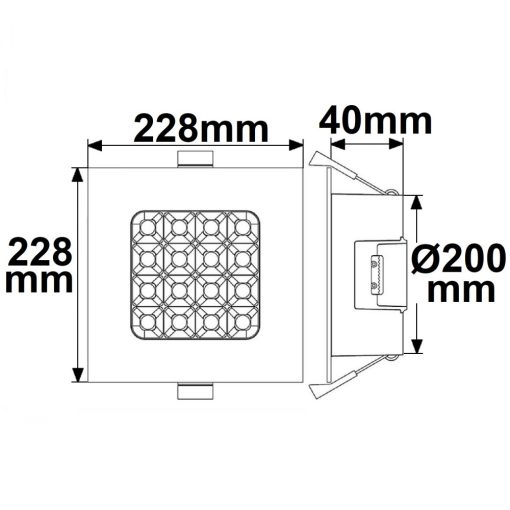 LED mélysugárzó Prism vakításcsökkentett 25W, IP54, meleg fehér, dimmelheto