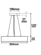 LED függesztett lámpa, D=80 cm, fehér, 105 W, ColorSwitch 3000 | 3500 | 4000 K, dimmelheto