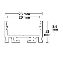 LED konstrukciós profil IL-ALU20, eloxált,  H:200 cm