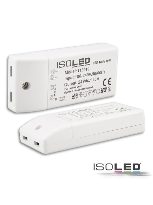 LED trafó 24V/DC, 0-30W, kompakt, SELV