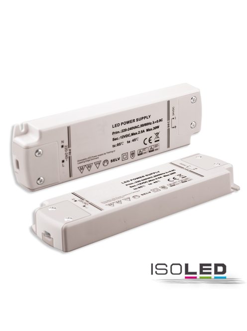 LED flexibilis szalag trafó 12V/DC, 0-30W, dimmelheto, SELV