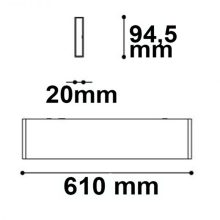 LED fali lámpa, lineáris 600, 25 W, fekete, meleg fehér