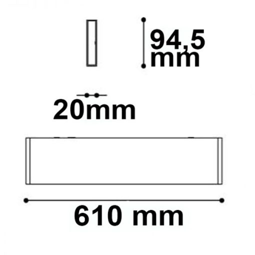 LED fali lámpa, lineáris 600, 25 W, fekete, meleg fehér