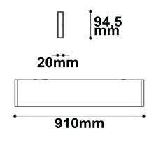 LED fali lámpa, lineáris 900, 30 W, fekete, meleg fehér