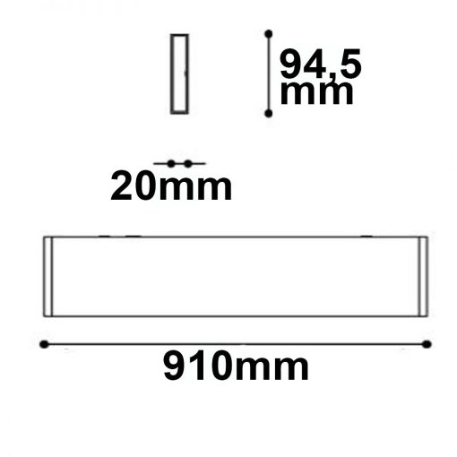 LED fali lámpa, lineáris 900, 30 W, fekete, meleg fehér