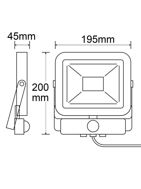 LED fényveto, 30 W, mozgásérzékelovel, semleges fehér, fekete, IP65