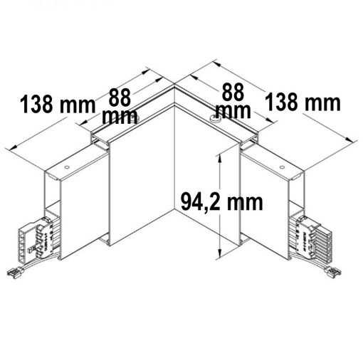 Sarokösszeköto függesztett lámpákhoz, lineáris, Up+Down, 600, fekete, meleg fehér