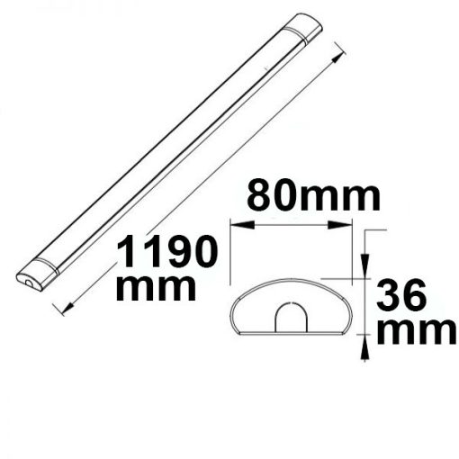 Felületre szerelheto lámpa 120cm, 40W, IP42, Color Switch 3000|3500|4000K