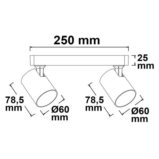 Fali-, mennyezeti lámpa GU10, dupla, IP20, fehér, opál, fényforrás nélkül