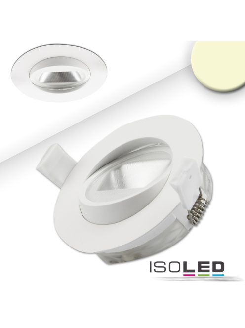 LED aszimmetrikus süllyesztett szpotlámpa, fehér, 8W, 50°, IP44, kerek, meleg fehér, dimmelheto