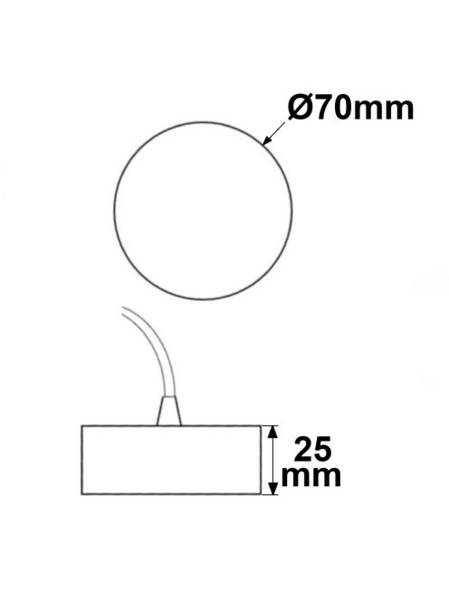 Mennyezeti rózsa 70mm, kerek, fehér,  2 pólusú szövettel bevont kábel, 1,5 m