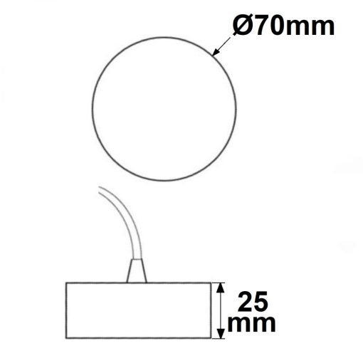 Mennyezeti rózsa 70mm, kerek, fehér,  2 pólusú szövettel bevont kábel, 1,5 m