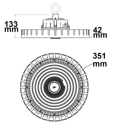 LED csarnoklámpa modul MS 250W, IP65, semleges fehér, 90°, 1-10V dimmelheto