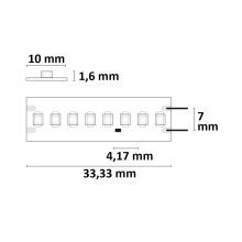 LED HEQ930 flexibilis szalag High Bright, 24V, 32W, IP20, 3000K, 240 LED/m