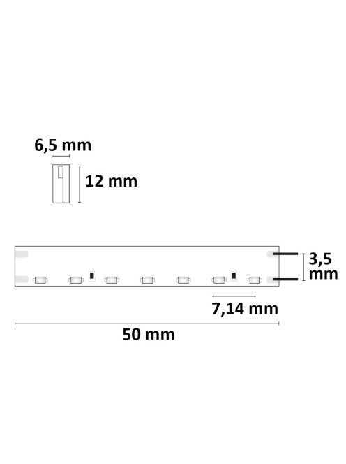 LED Neon flexibilis szalag 6512, 24V, 14.4W, IP66, 3000K, 140 LED/m, incl. szereloklipsz
