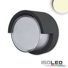   LED fali lámpa, kerek, IP54, 6 W, homok fekete, meleg fehér