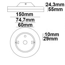 LED fali lámpa, kerek, IP54, 12 W, homok fekete, meleg fehér