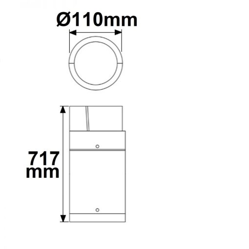 LED kerti lámpa, POLLER-6, 70 cm, 6 W, homok fekete, meleg fehér