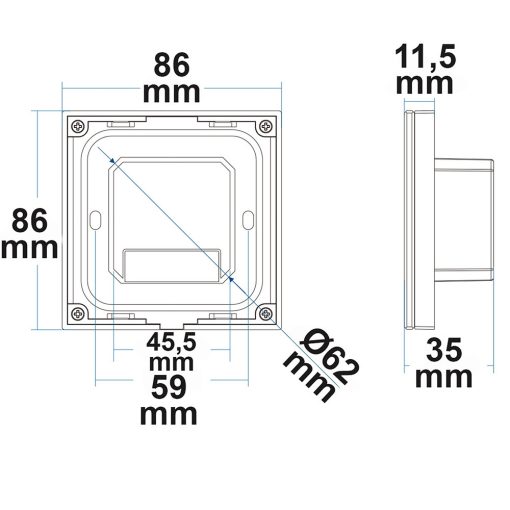 Sys-Pro 1 zónás érintoszenzoros Triac rádiós dimmer 230V fehér, 360VA, fázis/szakasz választható