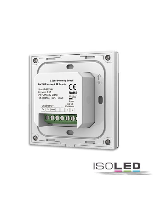 Sys-Pro 3 zónás távirányító  LED szalaghoz, érintoszenzoros + DMX kimenet, fehér, 230V