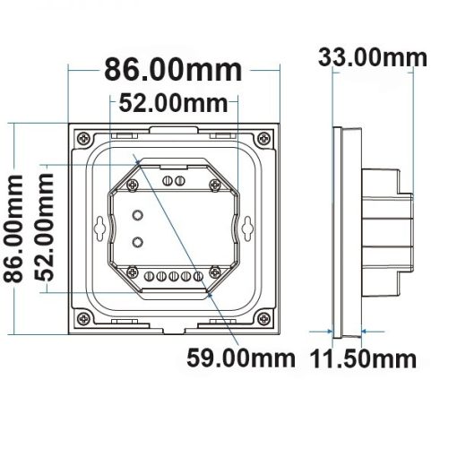 Sys-Pro RGB + W 4 zónás beépített érintoszenzoros távirányító + DMX kimenet, fekete, 230V