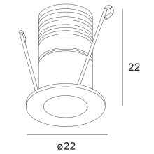 LED süllyesztett szpot, miniAMP, fekete, 1W, 24V DC, meleg fehér, visszahúzott, szabályozható