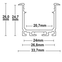 LED telepítési profil DIVE24, alumínium, fehér RAL 9010, 200cm