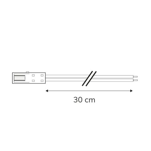 MiniAMP csatlakozó Female, 30cm, 2-pólusú, fehér, max. 3A.