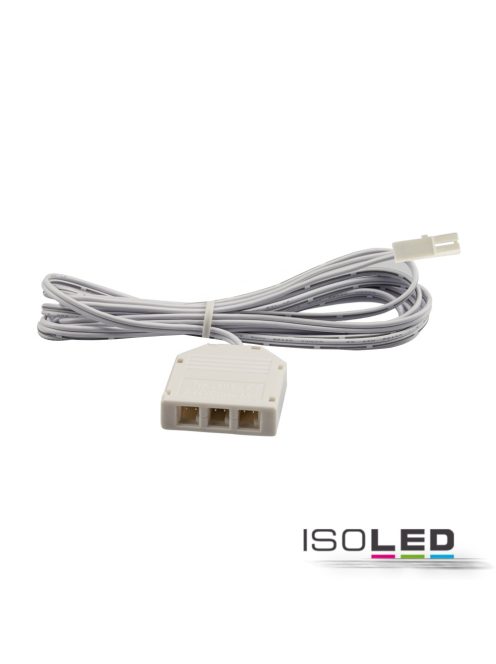 MiniAMP 3-as elosztó (1 Male csatlakozó 3 aljzaton), 30cm, 2 pólusú, fehér, max. 3.5A.