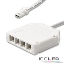 MiniAMP 4-es elosztó (1 Male csatlakozó 4 aljzaton), 30cm, 2 pólusú, fehér, max. 3.5A.