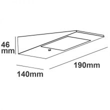 LED SOLAR fali lámpa HF mozgásérzékelovel, 2W, IP54, meleg fehér