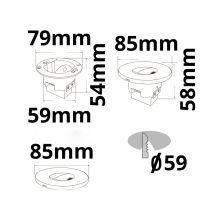 LED süllyesztett fali lámpa Sys-Wall68 230V,3W,IP44, ColorSwitch 3000K|4000K|6000K (burkolat nélkül)