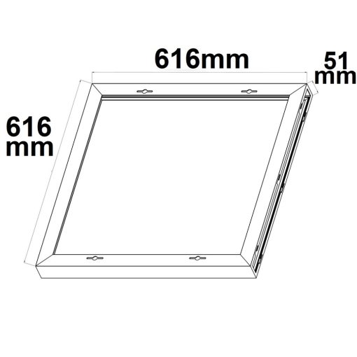 Szerelokeret fehér RAL 9016, mag. 5 cm, 600 LED panelekhez, elore összeszerelve