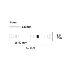 LED CRI919/940 MiniAMP flex. szalag, 12V, 10W, IP20, fehér színu, 250cm, kétoldalas kábel + maleAMP, 126 LED/m