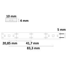 LED UV-C MiniAMP flex. szalag 270nm, 12V DC, 3W, IP54, 58cm, fehér, egyoldalas kábel + maleAMP