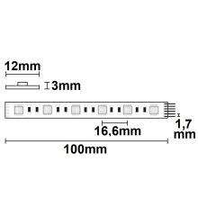 LED SIL RGB+WW+KW flexibilis szalag, 24V, 19W, IP20, 5in1 chip, 60 LED/m