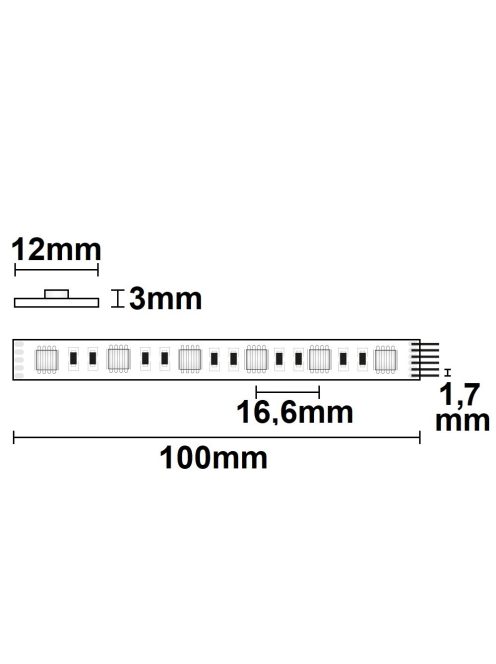LED SIL RGB+WW+KW flexibilis szalag, 24V, 19W, IP20, 5in1 chip, 60 LED/m