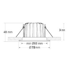 LED süllyesztett lámpatest 68 MiniAMP fehér 5W, 24V DC, meleg fehér 3000k, dimmelheto