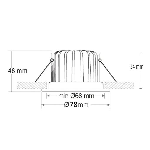 LED süllyesztett lámpatest 68 MiniAMP fehér 5W, 24V DC, meleg fehér 3000k, dimmelheto