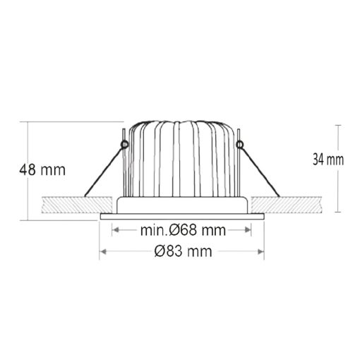 LED süllyesztett lámpatest 68 MiniAMP alu csiszolt 5W, 24V DC, meleg fehér 3000k, dimmelheto