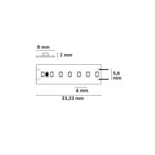 LED CRI927 Linear8 flexibilis szalag, 24V, 8W, IP20, meleg fehér, 210 LED/m