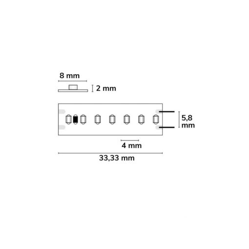 LED CRI930 Linear8 flexibilis szalag, 24V, 8W, IP20, meleg fehér, 210 LED/m